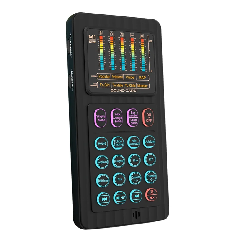 A37T-新しいボイスチェンジャーデバイス 8 サウンドエフェクト照明ミニライブブロードキャストハンドヘルドマイクサウンドエフェクトマシンカラオケ