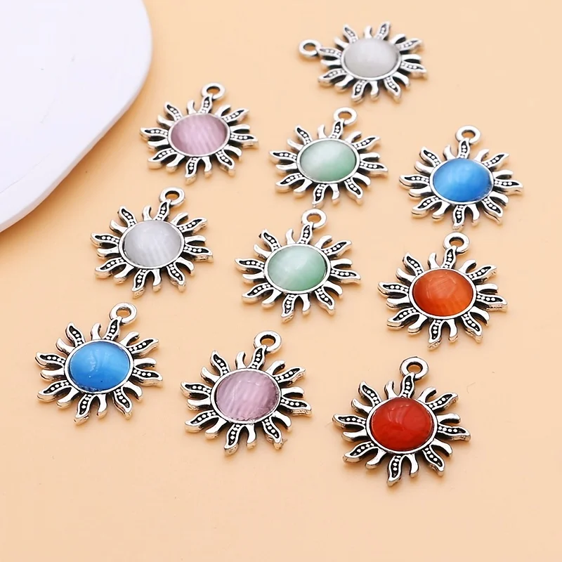 Pendentif soleil en or 18 carats breloques célestes en or CZ breloque soleil pour bracelets à monter soi-même colliers fabrication d'accessoires de bijoux - France