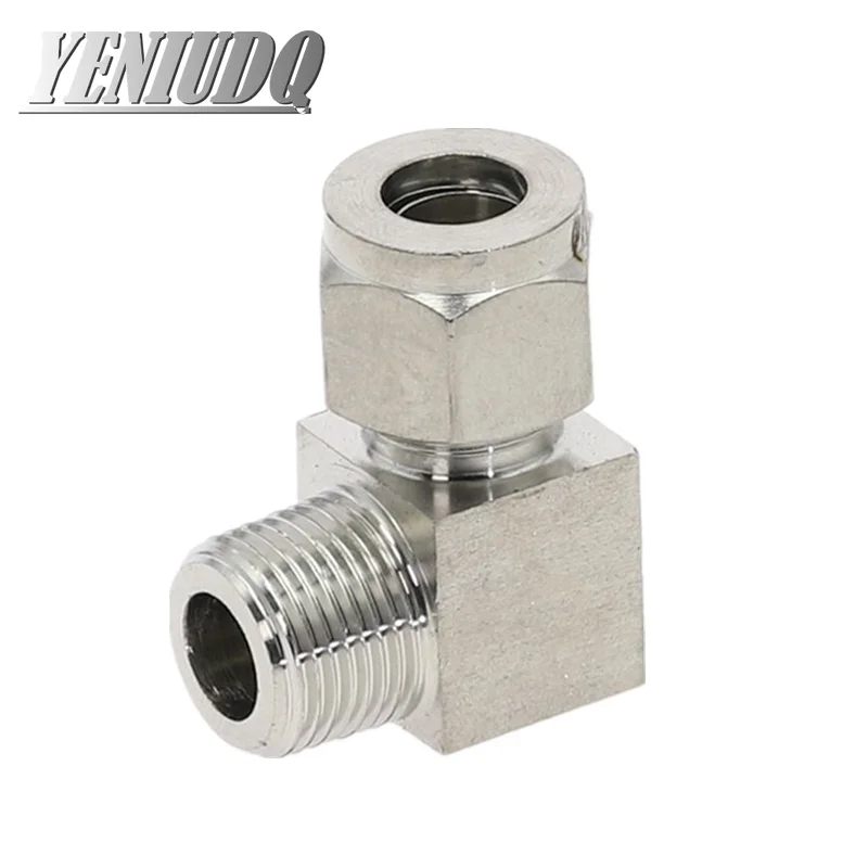 304 SS Stainless Steel Elbow Double Ferrule Tube Pipe Fittings Connector 6-12mm Pipe OD to 1/8