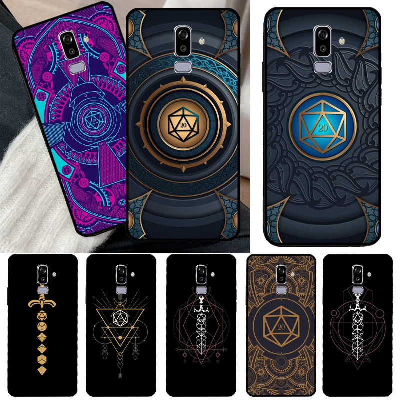 Magical Polyhedral D20 Dice Cover For Samsung Galaxy J8 A6 A7 A8 A9 2018 J4 J6 Plus J3 J5 J7 2016 A3 A5 2017 Back Case