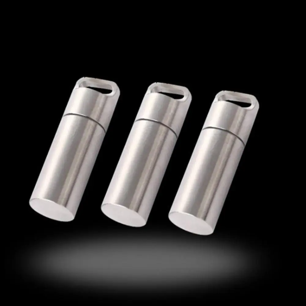 Pill Box Waterproof Sealed Mini Stainless Steel Capsule Camping Firstaid Pendant