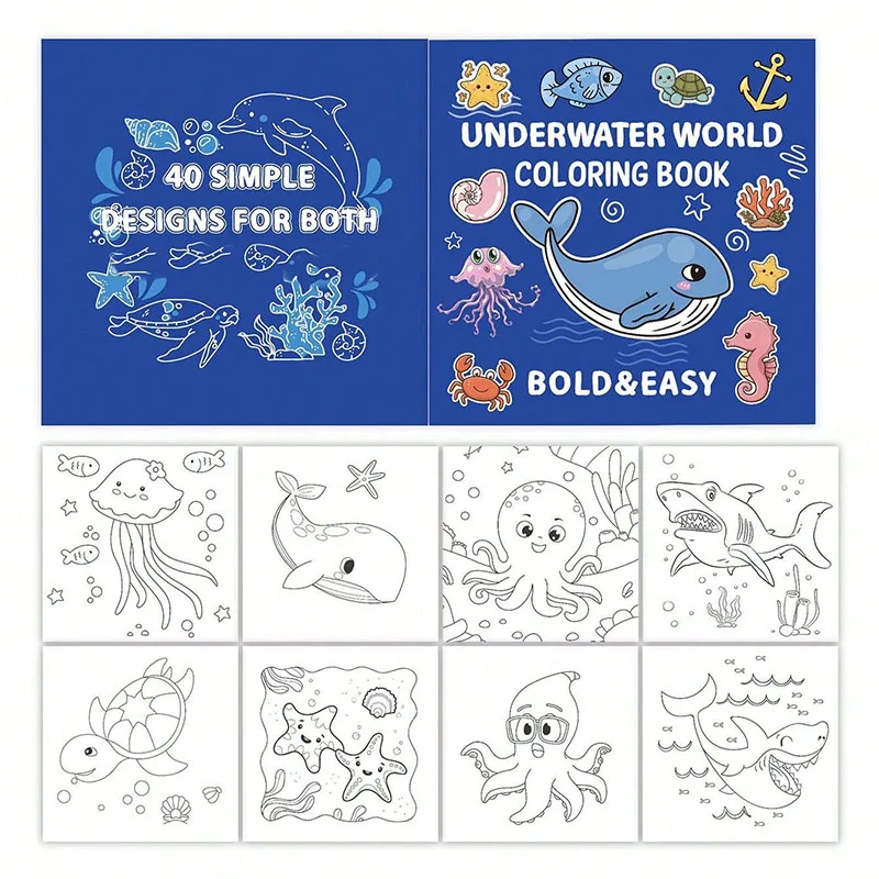 Creative Coloring Book Coloring Book 40 undersea world cartoon Doodle Coloring Book, birthday gift, Holiday gift
