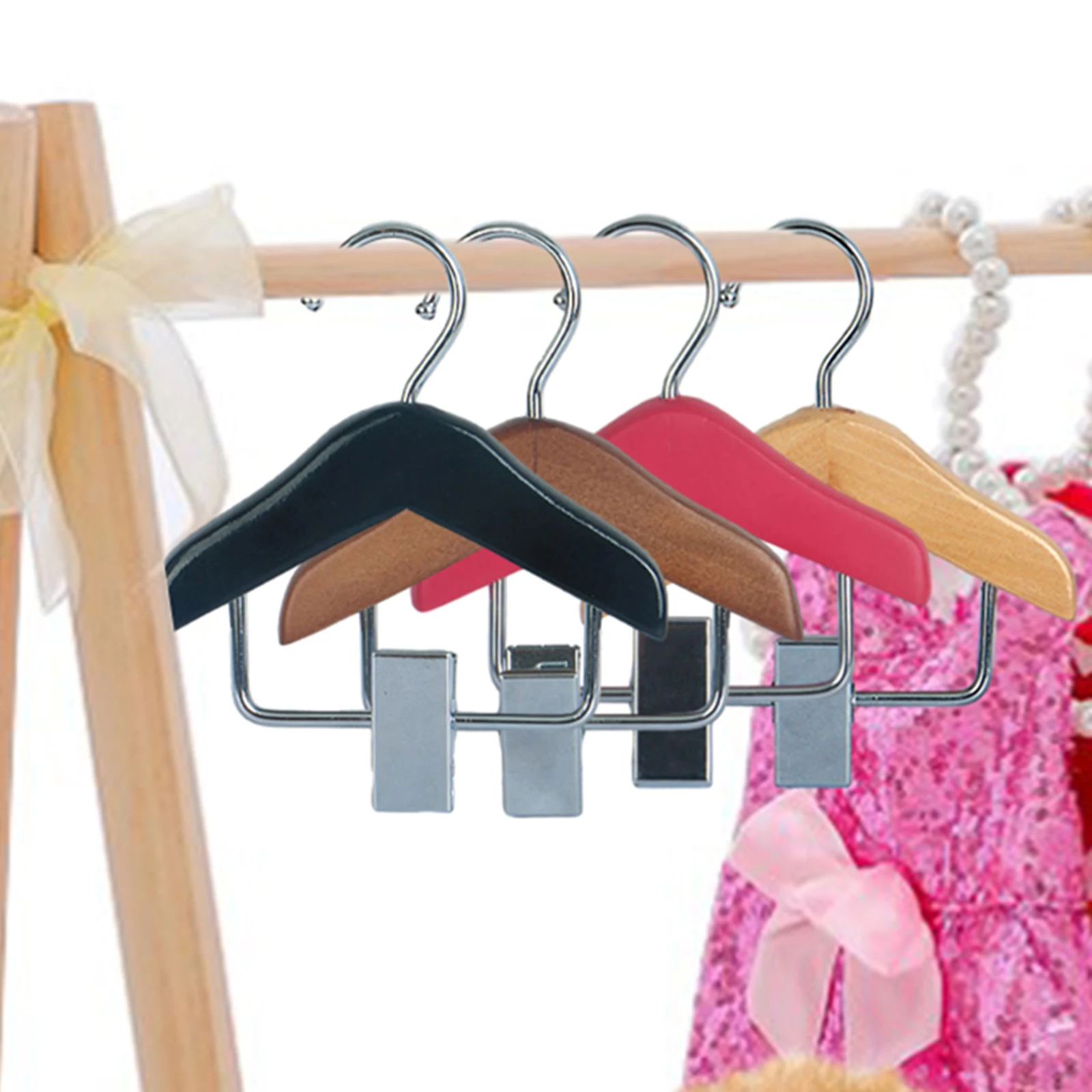 Solid Wood Pet Clothes Rack Hangers with Clip Small Clothes Holder Small Clothes Display Rack for Pet Dog Clothes Hangers