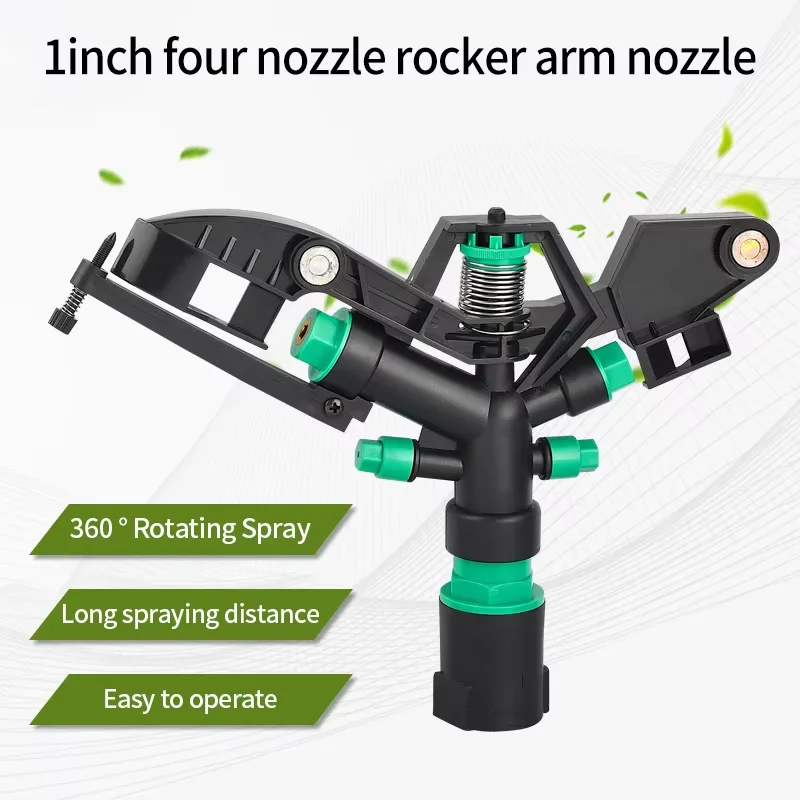 

Ороситель-рокер с четырьмя форсунками 1 дюйм для сада и сельхозугодов, 360° ° Система вращающегося орошения для охлаждения и удаления пыли