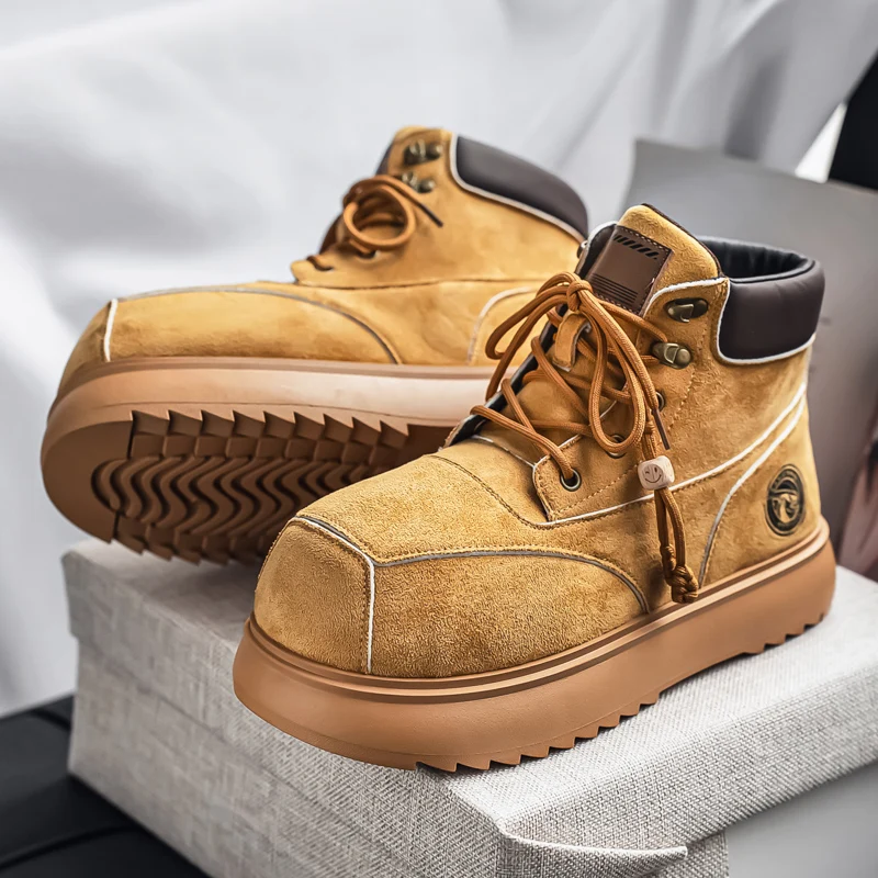 Ankle Boots High Top Men Sports Shoes Fashion Runnning Sneakers Man Breathable Male Mesh Sneakers Anti Slip Outdoor Solid Colour