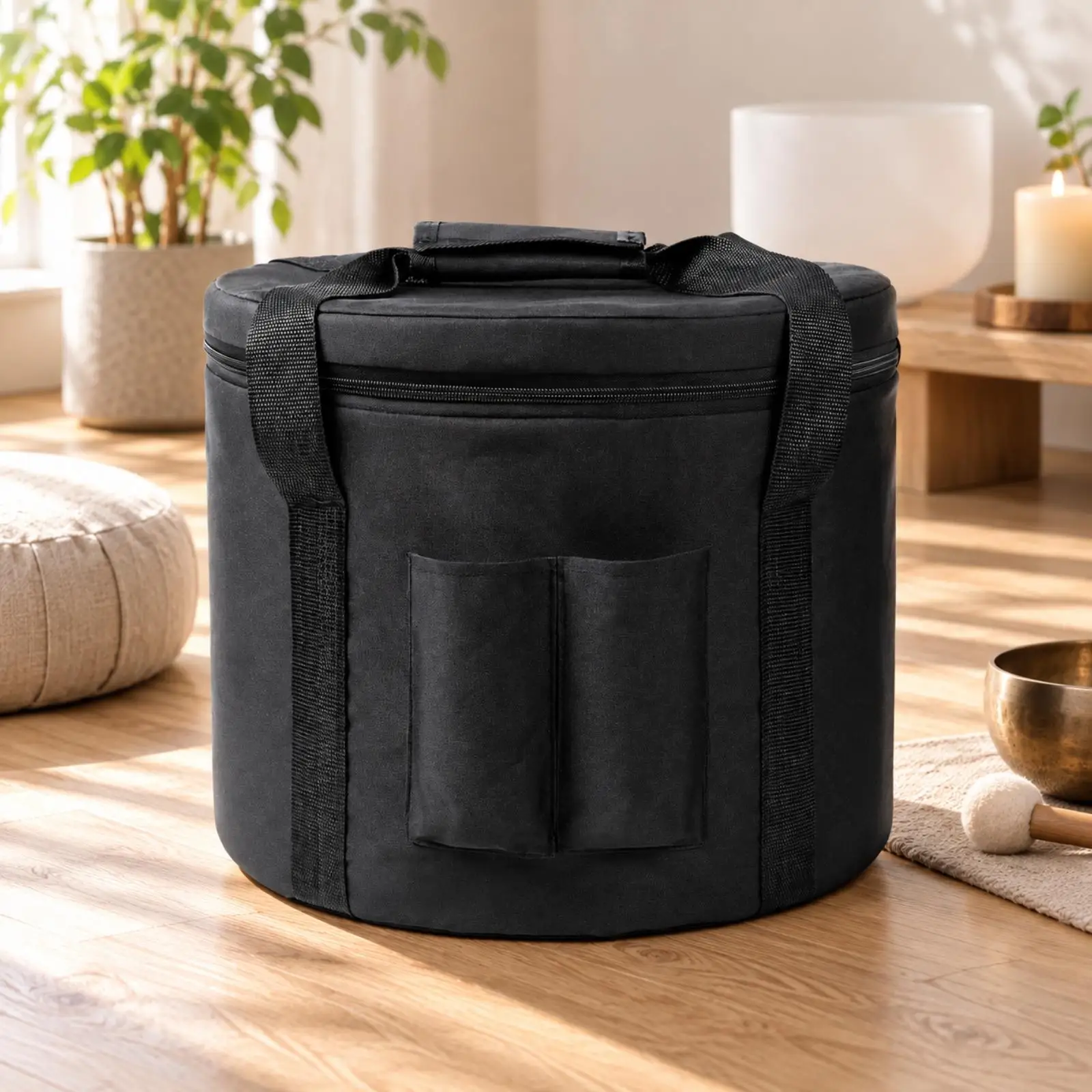 Canvas Crystal Bowl Bag with Shoulder Strap and Padded Interior for Safe Travel Carrying