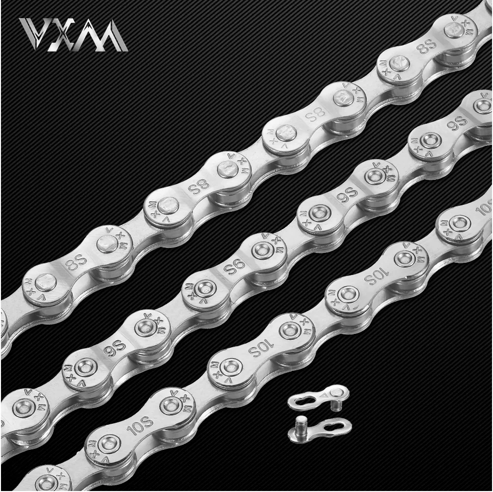 VXM Bicycle Chain 116L 8 9 10  Speed Silver Ultralight Mountain Road Bike Chain For 24/27/30 Variable Speed Chain