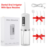 Portable Dental Oral Irrigator Water Flosser Jet With 8pcs Nozzles USB Rechargeable Scaler Tooth Pick Teeth Cleaner For Travel