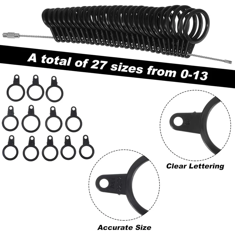 Ring Sizer Measuring Tool Kit, 7 Pack Measuring Ring Tool, USRing Size 0-13 with Half Size, Rings Mandrel Measurer Retail