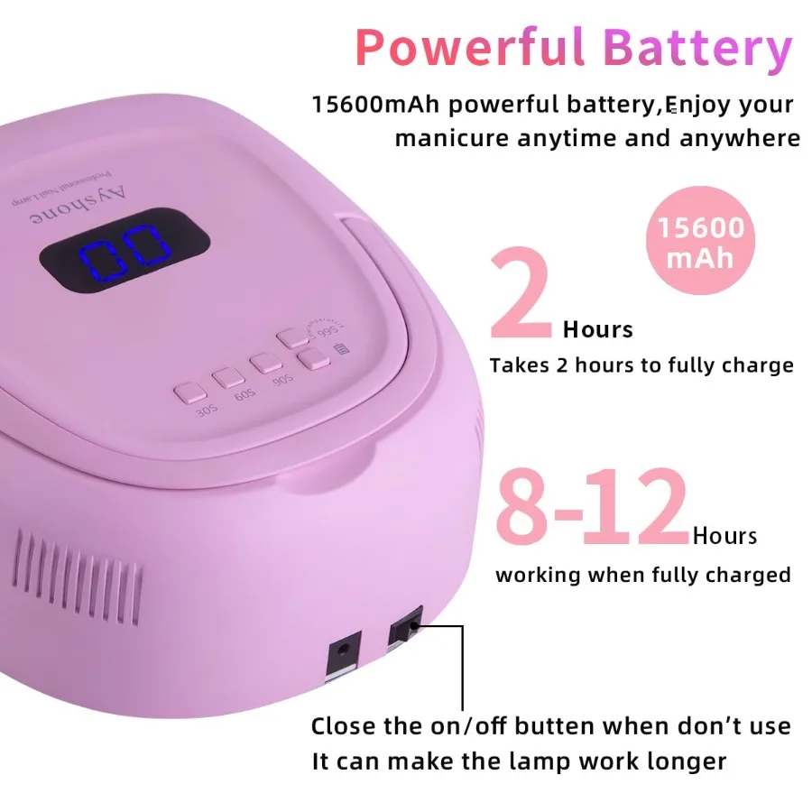 Oplaadbare LED Gel Nagellamp60W Draadloze UV Led Nagellamp Nageldroger voor Gelnagels met Hefhandvat Aanraaksensor LCD-scherm