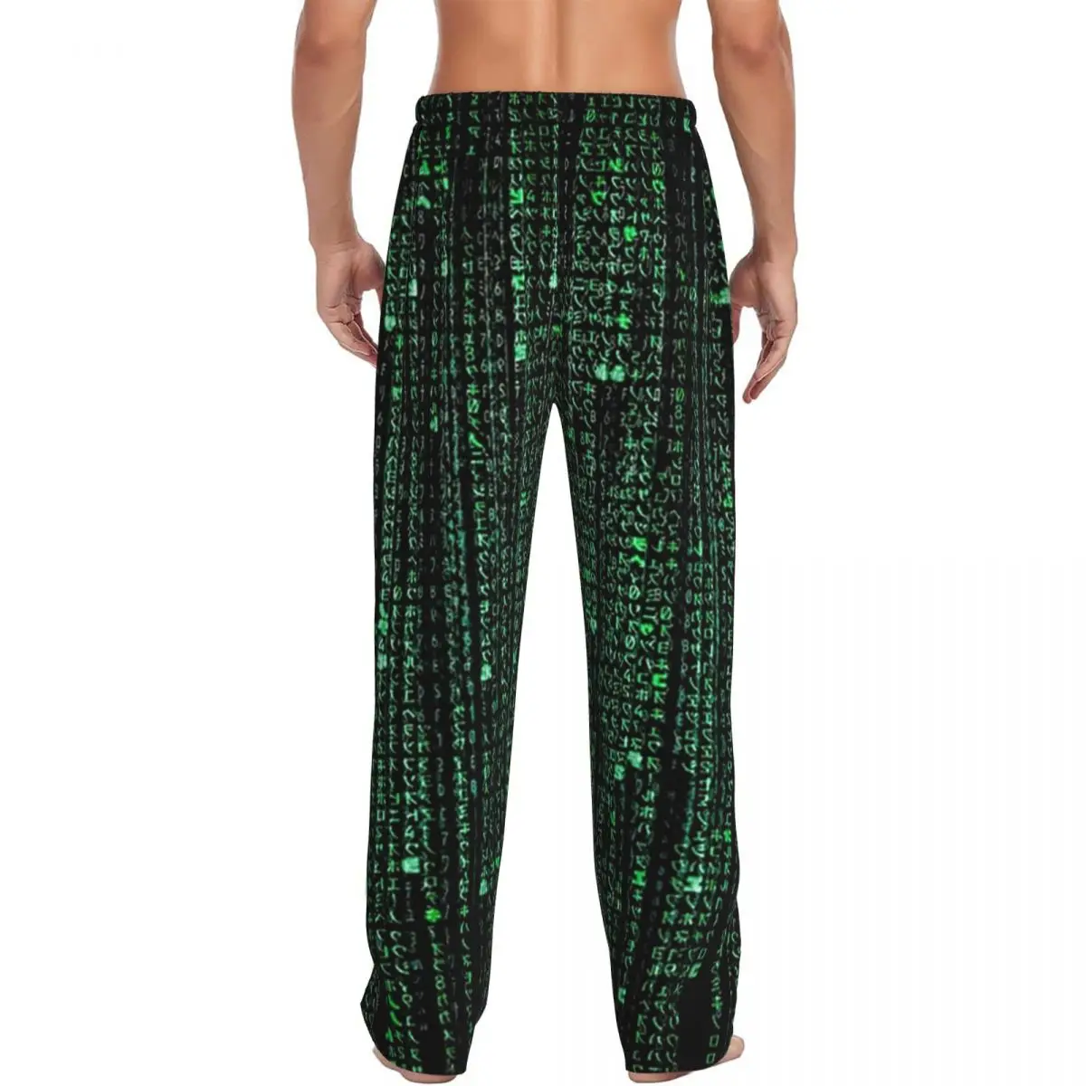 Custom HD Matrix Digital Rain Pajama Pants Men Sleepwear Sleep Lounge Bottoms with Pockets