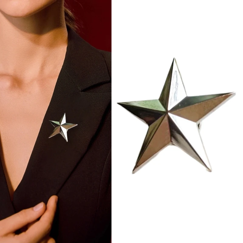 Star Lapel Brooch Five Pointed Star Badge for Sophisticated Clothing Accessory