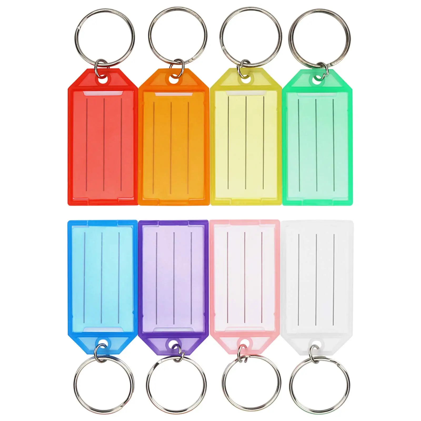 16 Pack Plastic Key Tags with Split Rings & Label Windows, Assorted 8 Colors Reusable Key Identifier Labels for Home, Office and