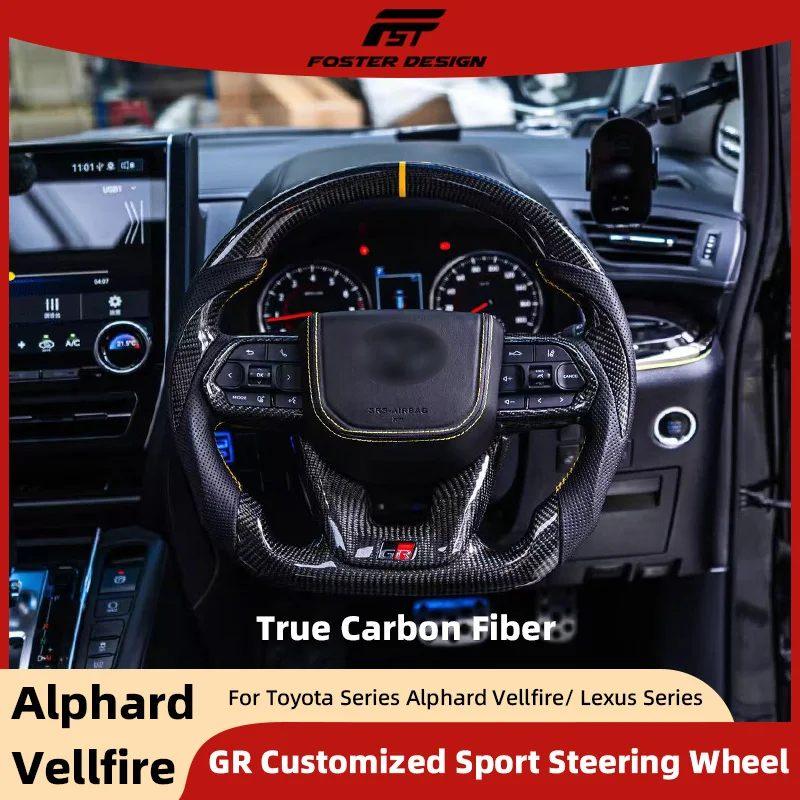 

Custom Carbon Fiber Sport Steering Wheel For Toyota Alphard Vellfire GR Carbon Steering Wheel Replacement For Land Cruiser Lexus