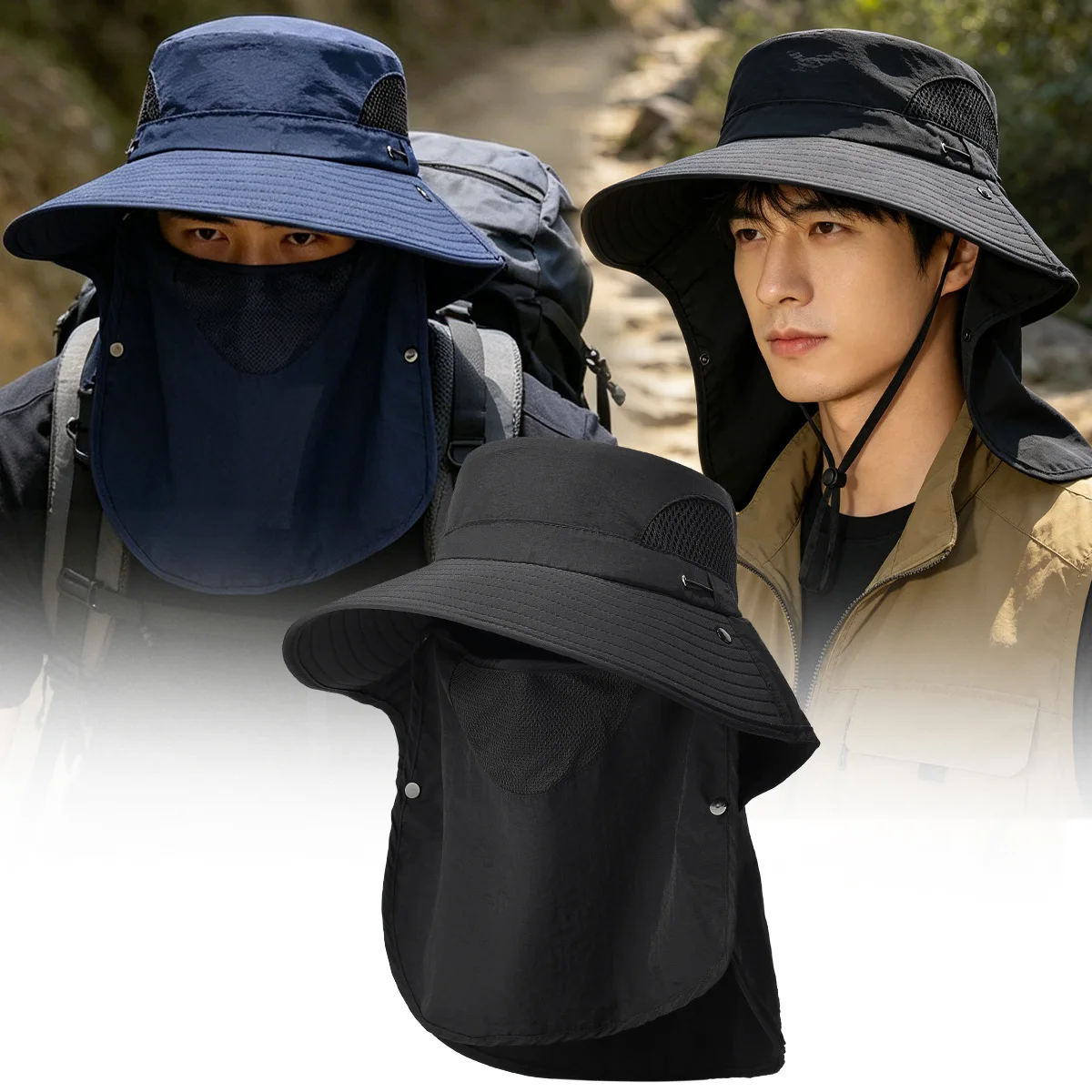 

Women's Bucket Hat with Neck Cover Breathable Wide Brim Summer UV Protection Hat Outdoor Travel Holiday Neck Flap Fisherman Hat