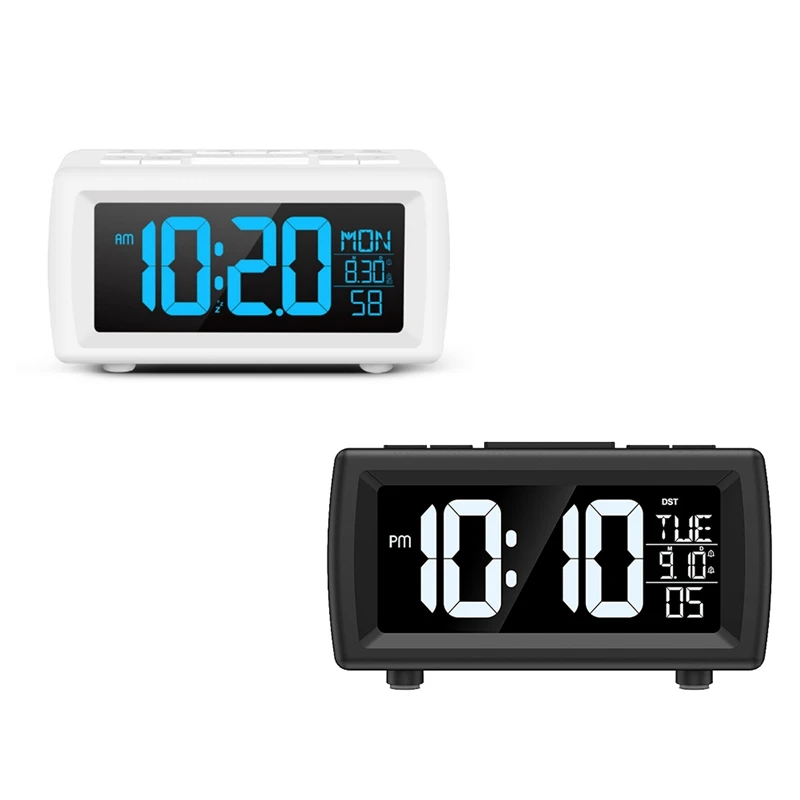 Horloge Radio FM pour chambres à coucher, horloge Radio FM numérique avec variateur de luminosité, Port USB, 7 couleurs de police, Snooze blanc