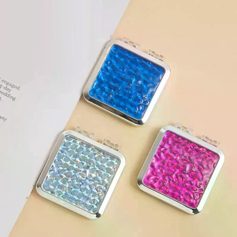 水波紋両面ミラー、折りたたみ化粧鏡、手持ちコンパクトでポータブルな卓上ドレッシングミラー、ビューティーミラー