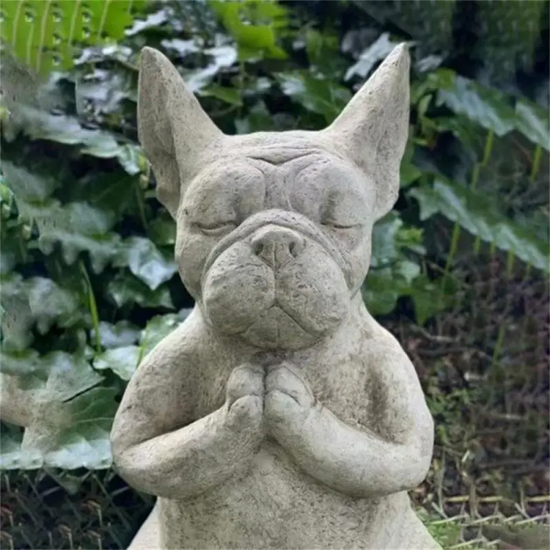 Resina Bulldog Escultura, Yoga Pose, Resistente Estátua Do Cão, Impermeável, Meditação, Decoração Do Jardim