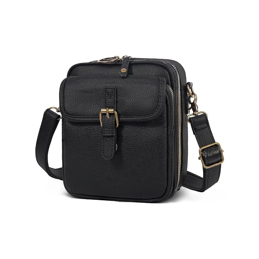 

Leather Women Messenger Bag Large Capacity with Adjustable Removable Strap PU Shoulder Bag Solid Color Vintage