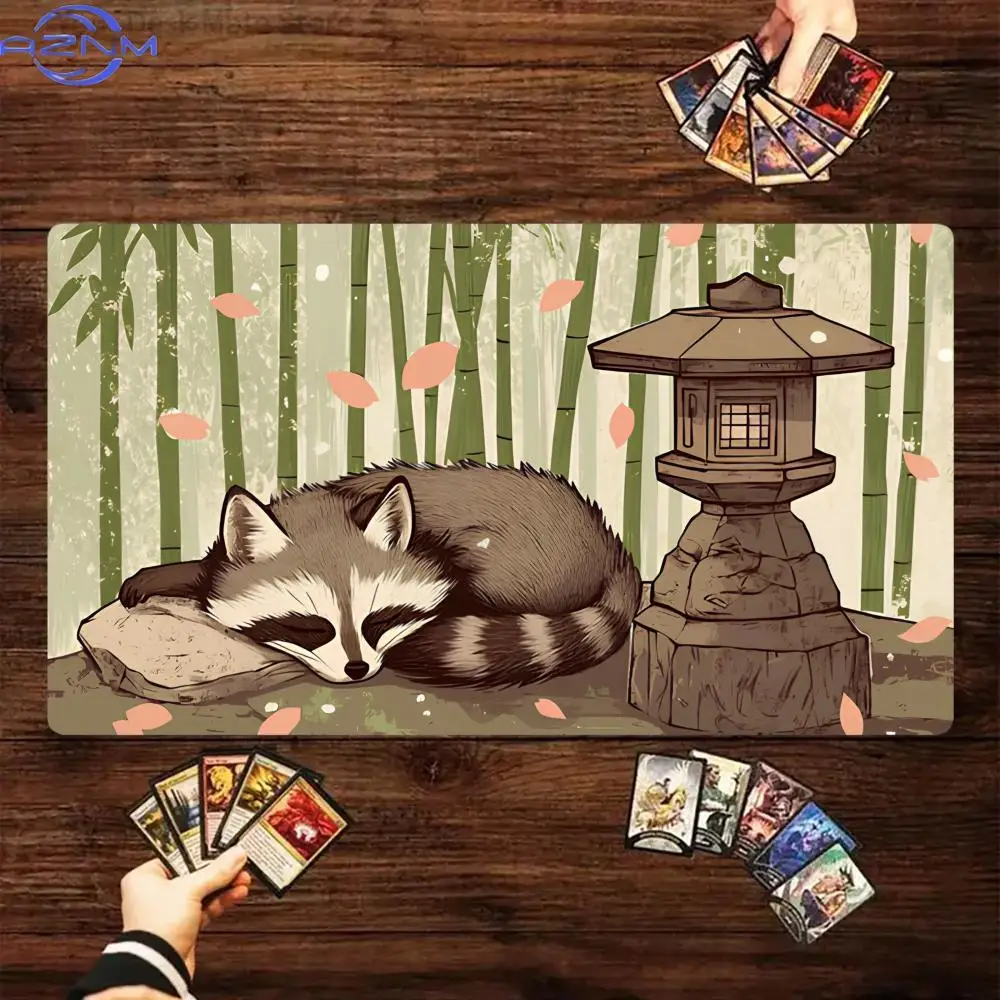 Bamboo Forest Raccoon Magic Party Game Mat Durable Rubber for MTG&TCG Games / Mouse Pad Offices Desk Mats Friendly Design