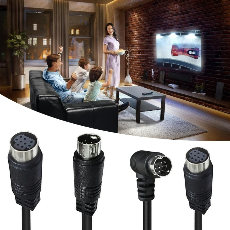 9 إبرة 9Pin S-video Mini Din محول تمديد كابل خط مستقيم/الكوع S فيديو 9P 9Pins Mini DIN سلك كابل الفيديو