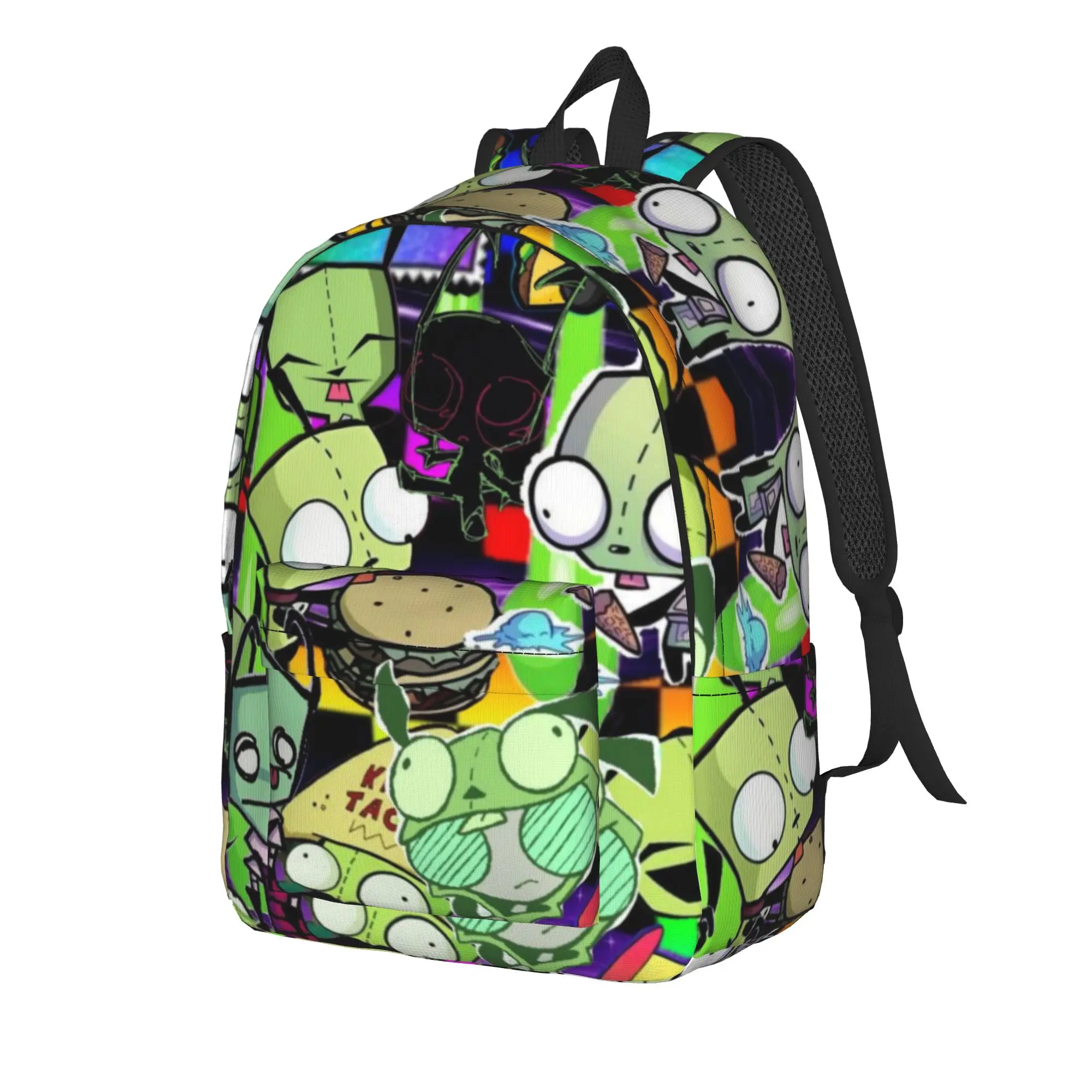 Invader Zim Gir Dib Robot Backpack American Animated Boy Girl Polyester Hiking Backpacks Large High School Bags Rucksack