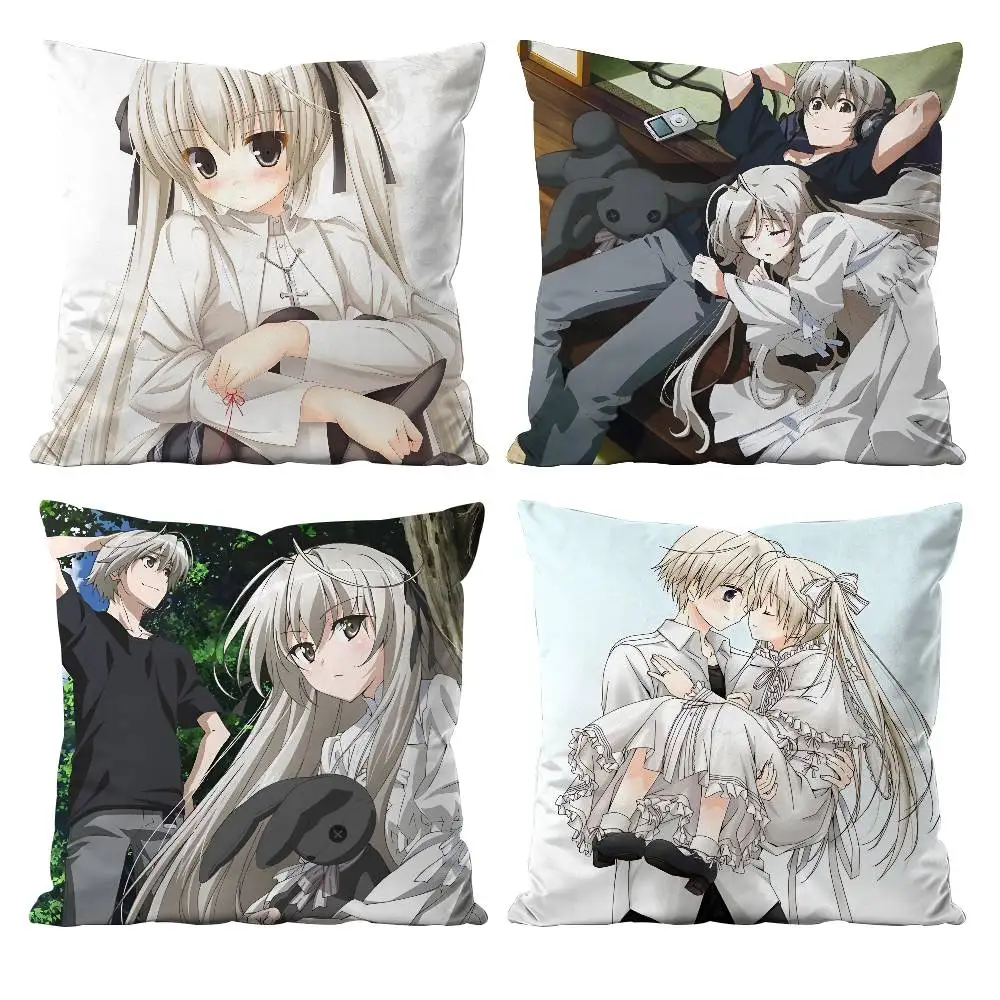Cartoon Kwaii Y-Yosuga No Sora Anime Kissenbezug Anti-Dustmite Kissenbezug Unsichtbarer Reißverschluss Seidiger kurzer Plüsch-Sofa-Kissenbezug