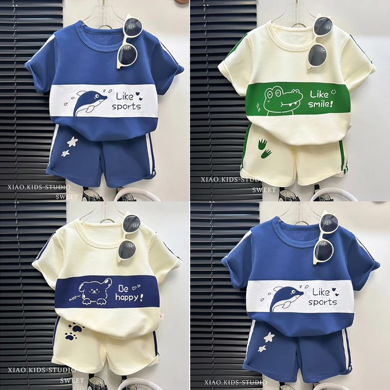 

Baby Boys Girls Cotton Clothing Sets Casual Fashion Soft T-Shirt Shorts 2Pcs Clothes Suits Toddler Kids Summer Wear Tracksuits