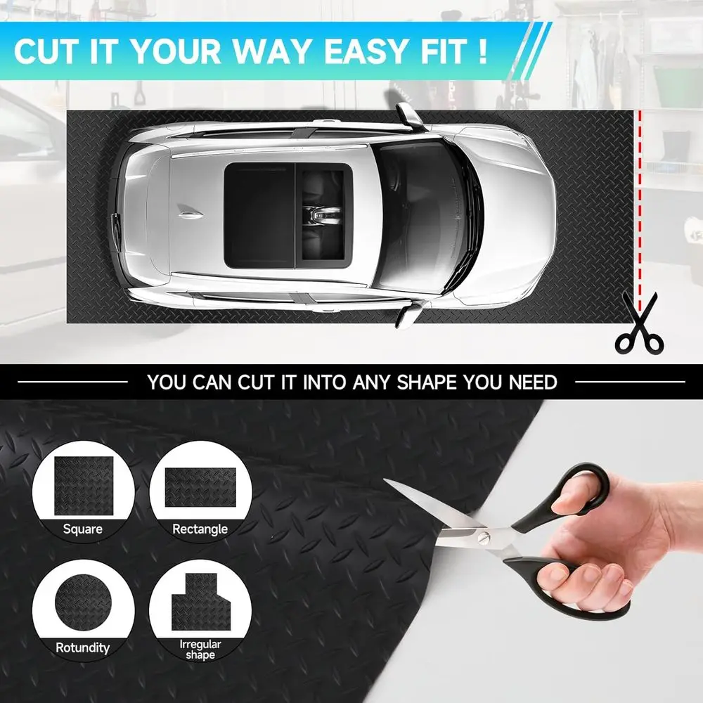 حصيرة أرضية جراج 8 × 25 قدمًا، لوحة ماسية سميكة من مادة PVC، لفة أرضية للسيارة تحت السيارة، سجاد مواقف السيارات في المرآب لـ Com