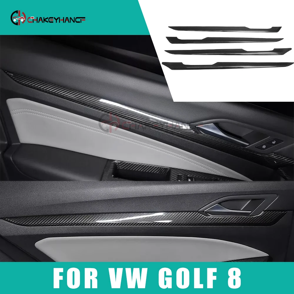

For Volkswagen VW Golf 8 MK8 GTE GTI GTD R Line 2020-2024 Carbon Fiber Door Panel Strips Cover Sticker Car Interior Accessories