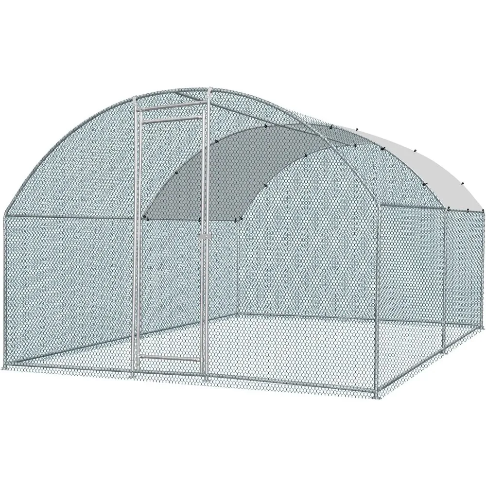

Large Metal Chicken Coop, Spacious Chickens Poultry Cage with Waterproof & Anti-UV Cover, Duck Rabbit Walk-in Chicken Pen Outdo