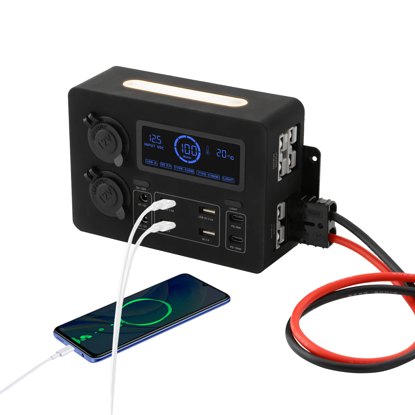 

DC12V10A RV Mini Power Distribution Box Power Box with USB DC12V PD Outlets, Multifunctional Power Box For Charging