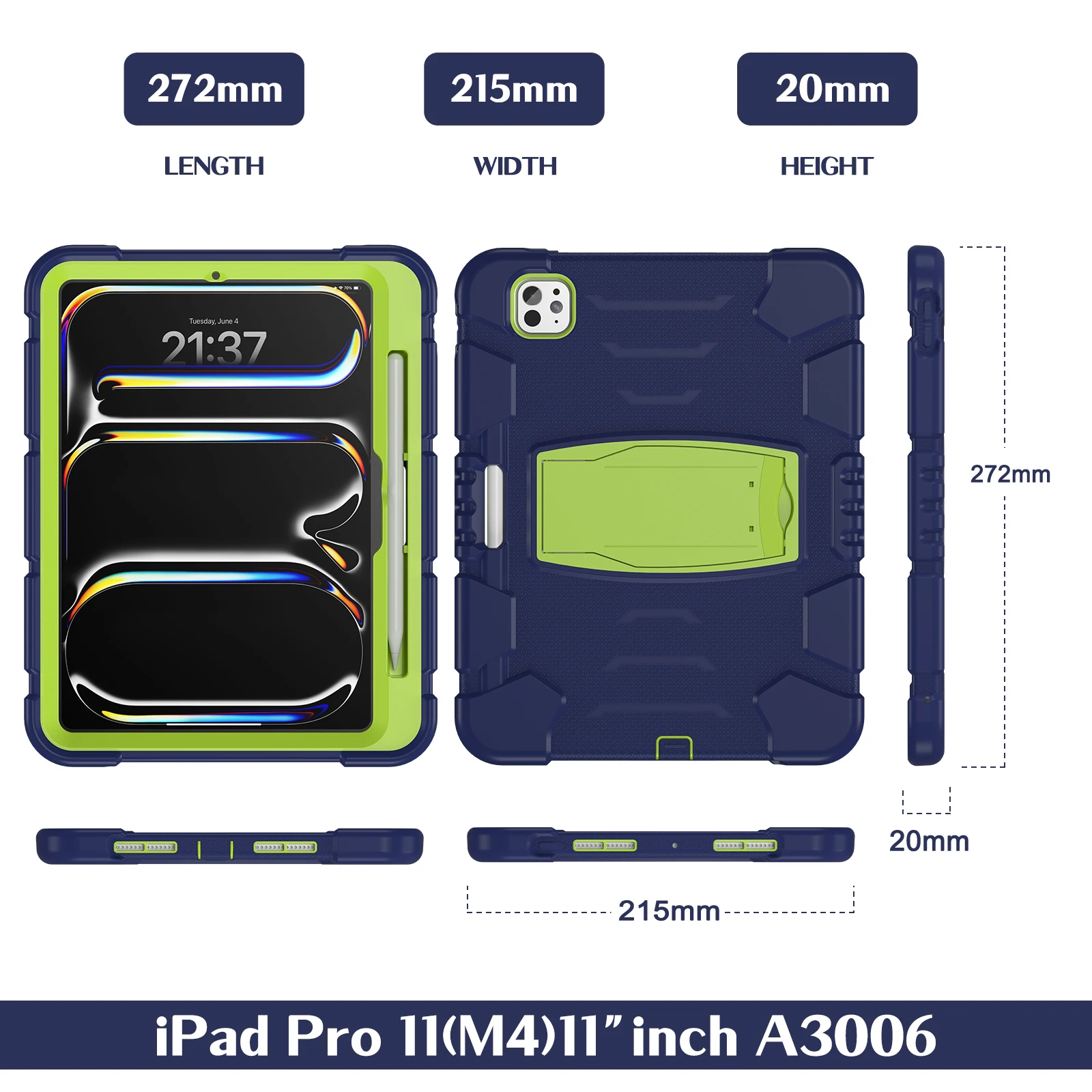 

Business Style Fashionable Kickstand Stand Case for Apple iPad Pro 11 2025 M5 and 2024 A2837 A3006 11" Shock Proof Cover Shell