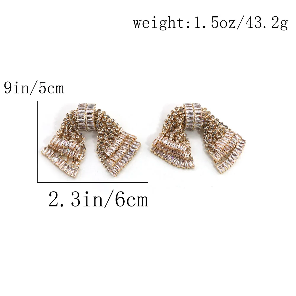 Immagine 3: Eleganti orecchini con nodo a farfalla in zirconi, gioielli scintillanti per feste quotidiane, squisiti orecchini a bottone per le donne, accessori alla moda