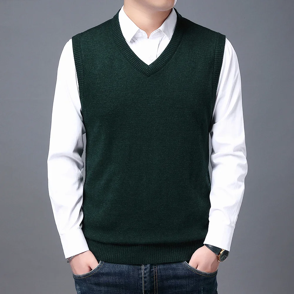 2023 High Quality New Autum Winter Fashion Brand Knit Sleeveless Vest Pullover Mens Casual Sweaters Designer Woolen Mans Clothes