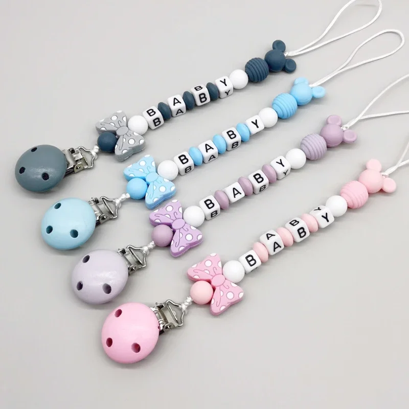 Baby Personalize Name Customizable Cartoon Dummy Nipple Holder Chains Babies Accessories Pendant Teething Toys Shower Chew Gifts