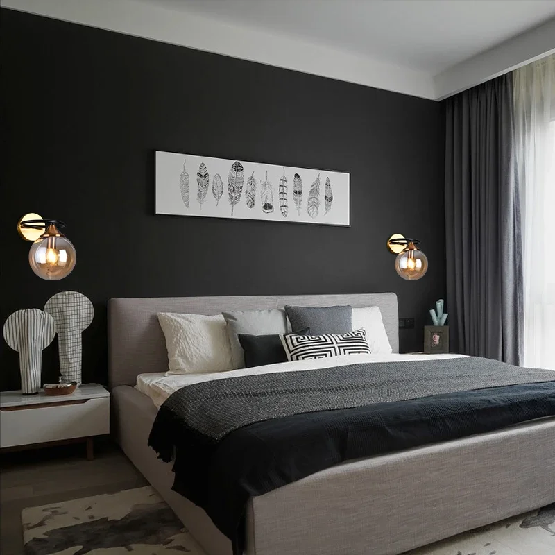 PL Magic Bean Nordic lâmpada de cabeceira lâmpada de parede corredor bola de vidro de ferro lâmpada de parede LED