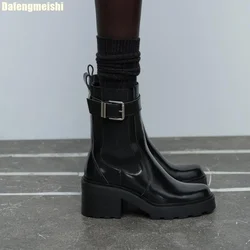 2026 Autumn Winter New Style Height-Enhancing Chelsea Boots Platform Bottom Round Toe Boots Genuine Leather Thick Heel Boots