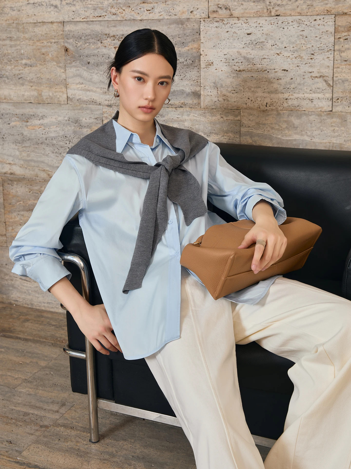 

Новая эластичная хлопковая повседневная рубашка Jaimin с длинным рукавом, удобная, простая, в стиле бойфренд, корейская версия, свободный крой