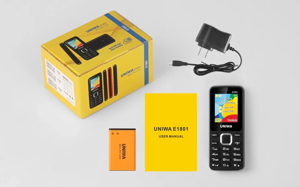 UNIWA E1801 Feature Phone with 1.77 Inch Display 800mAh Battery Dual SIM FM Radio Cell Phone for Elder Man Support TF Expansion