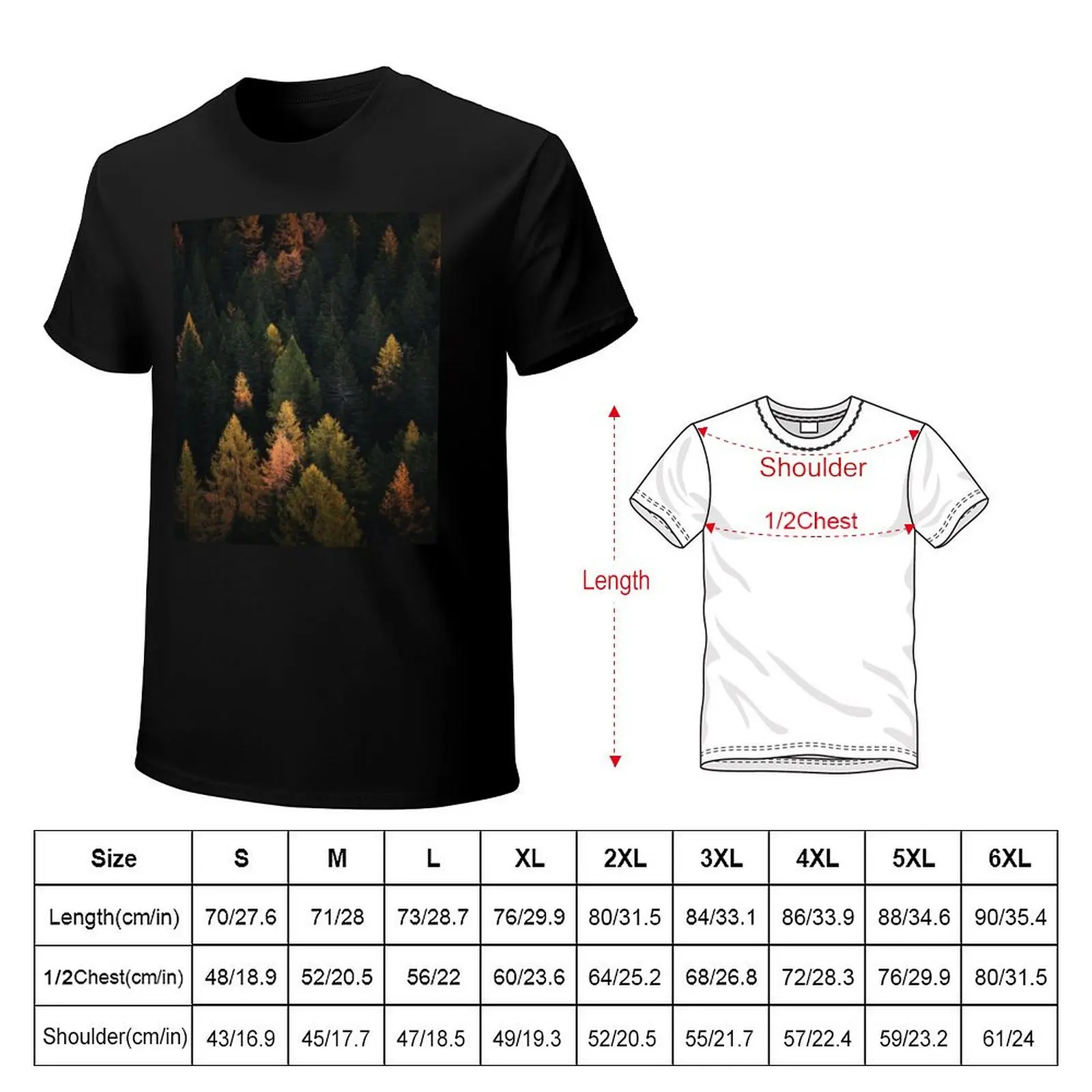 Enchanting Autumn Pine Trees Forest Landscape T-Shirt custom t shirt graphics Men's t shirts