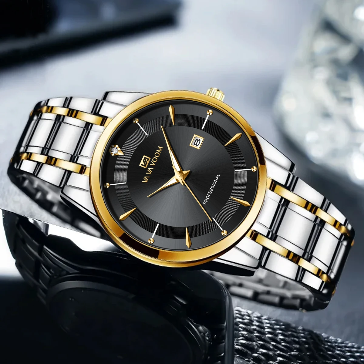 1PC Mens Luxury Watch 43mm Simple Business Dial Stainless Steel Strap Fashion Quartz Movement Leisure Sports Gift Watch for Men