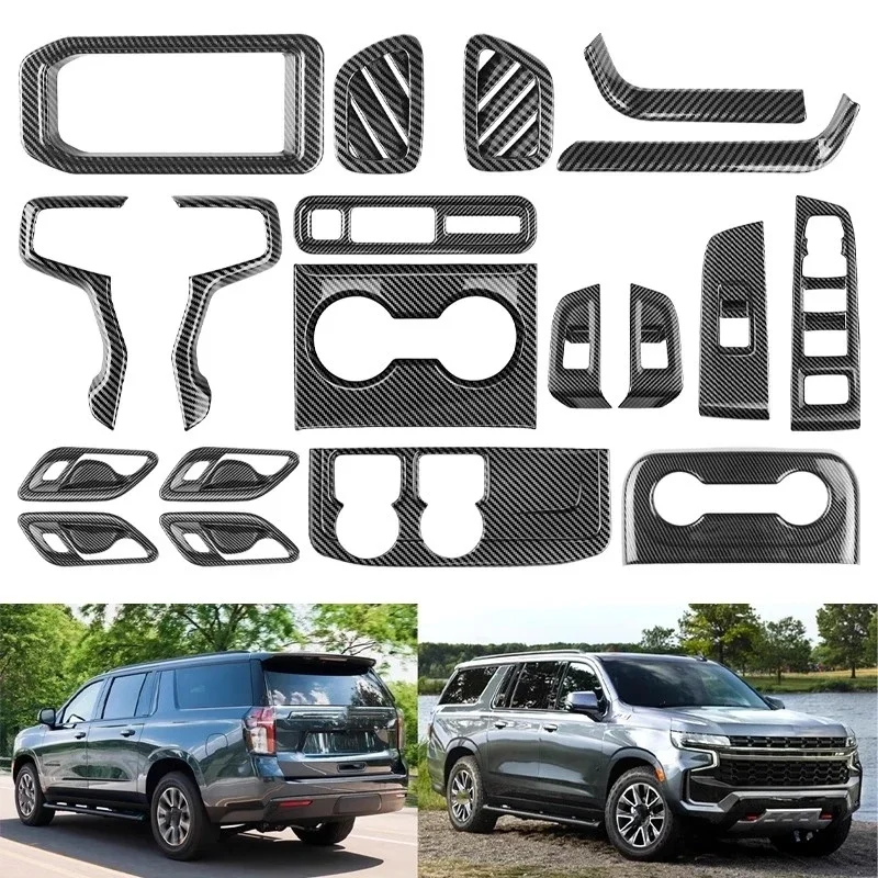 

Комплект внутренней отделки с узором из углеродного волокна для Chevrolet Suburban 23, модифицированная внутренняя отделка рулевого колеса с ручным управлением