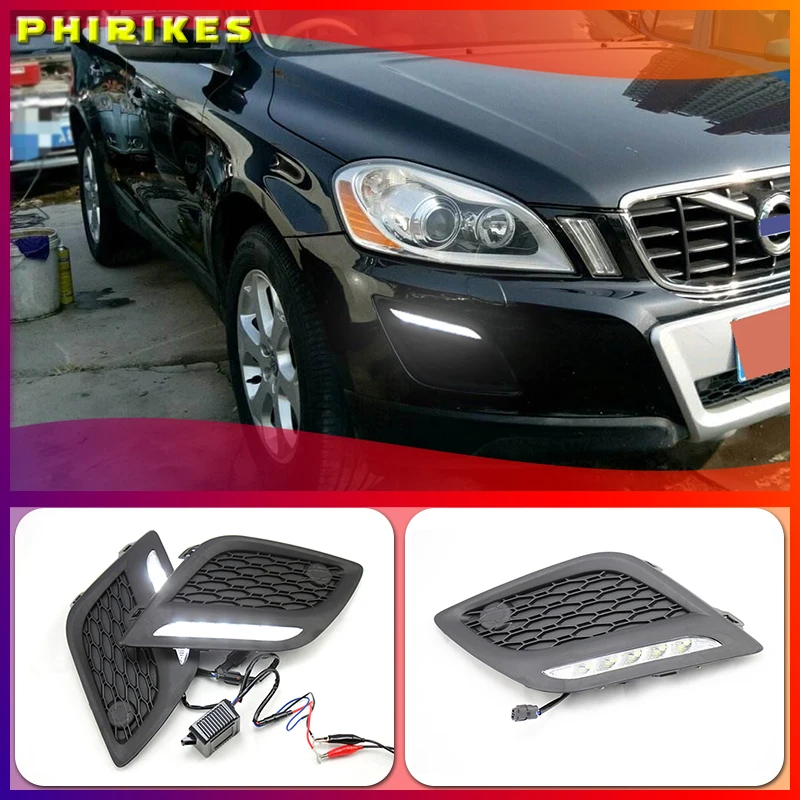 

1 Pair Car Daytime Running Light Single Color LED Daylight Fog Lamp Cover Fit for Volvo XC60 2009 2010 2011 2012 2013