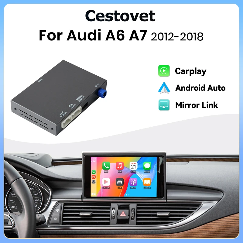 Adapter interfejsu Junsun Android Auto Wireless CarPlay do Audi A6 C6 A7 C7 RMC HN+R 2012-2018 Mirror Link AirPlay Bluetooth GPS Navigation