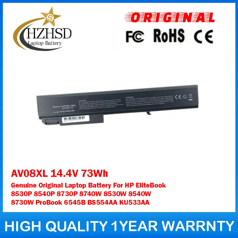 

AV08XL 14.4V 73Wh Genuine Original Laptop Battery For HP EliteBook 8530P 8540P 8730P 8740W 8530W 8540W 8730W ProBook BS554AA