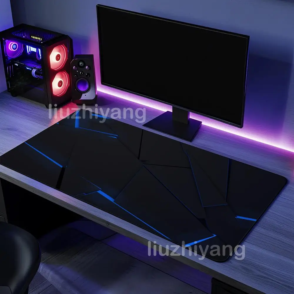 

Neon Geometry Art Mouse Pad Large Computer Office Game Table Mat XXL Rubber Anti-slip Stitched Edge Keyboard Mats Long Desk Pads