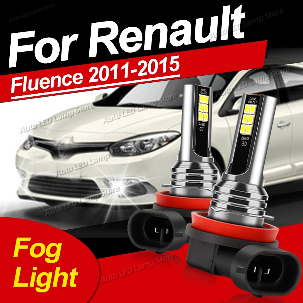 

2pcs Car LED Front Fog Light Bulbs 6000K Fog Lamp For Renault Fluence 2011 2012 2013 2014 2015 Plug and Play 80W Accessories