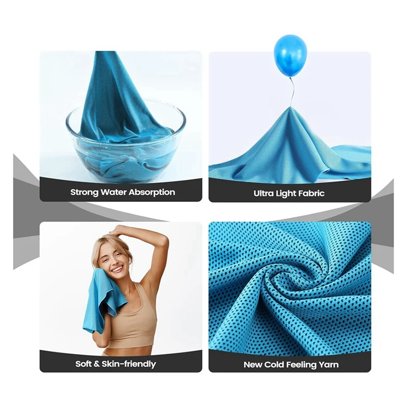 4 Pack Cooling Towels, Breathable Gym Towels Cooling Towels For Neck And Face For Gym Yoga, Camping, Fitness, Running