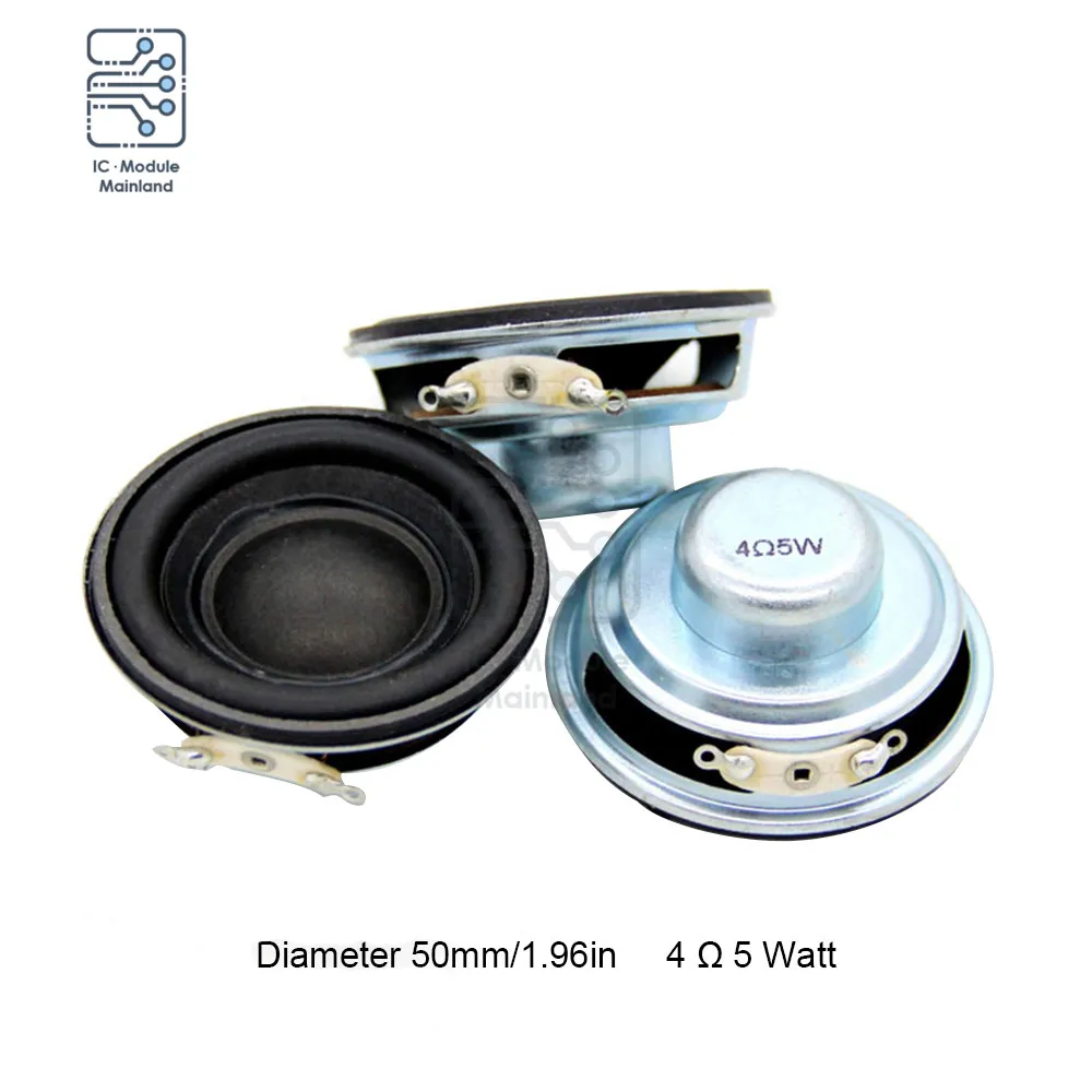 

1Pcs 50MM Mini Audio Portable Speakers 4 Ohm 5W Full Range Speaker Rubber Side NdFeB Magnetic Speaker